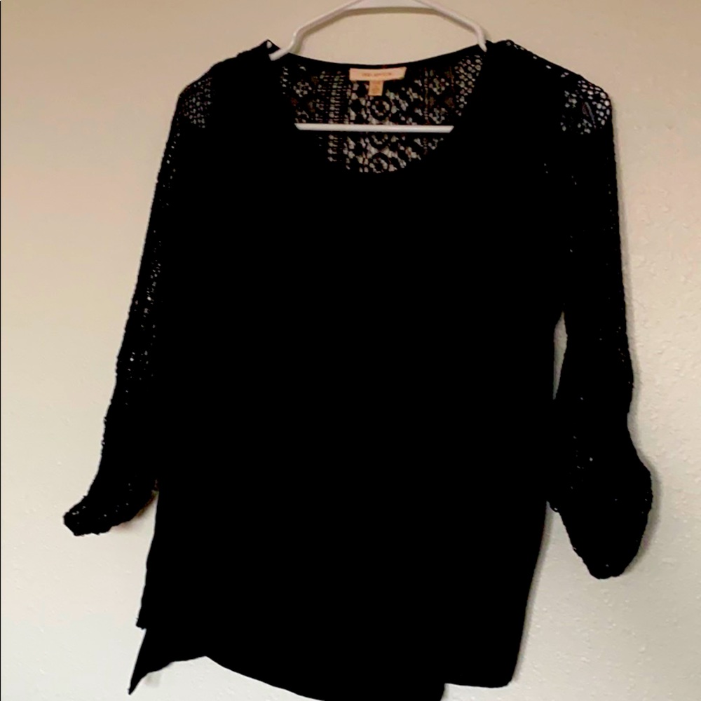 Black lace and rayon blouse